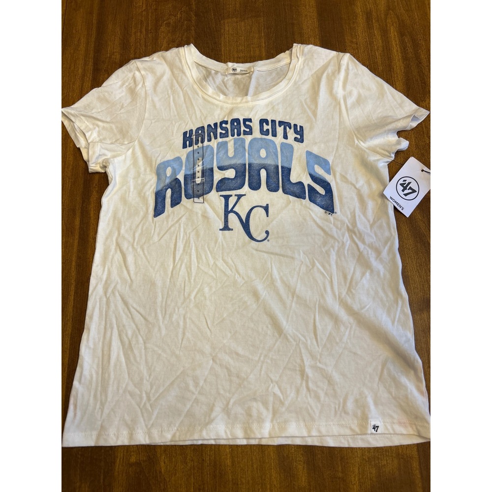 47 Brand T-Shirt Womens Small White Kansas City Royals MLB Graphic Tee 40037